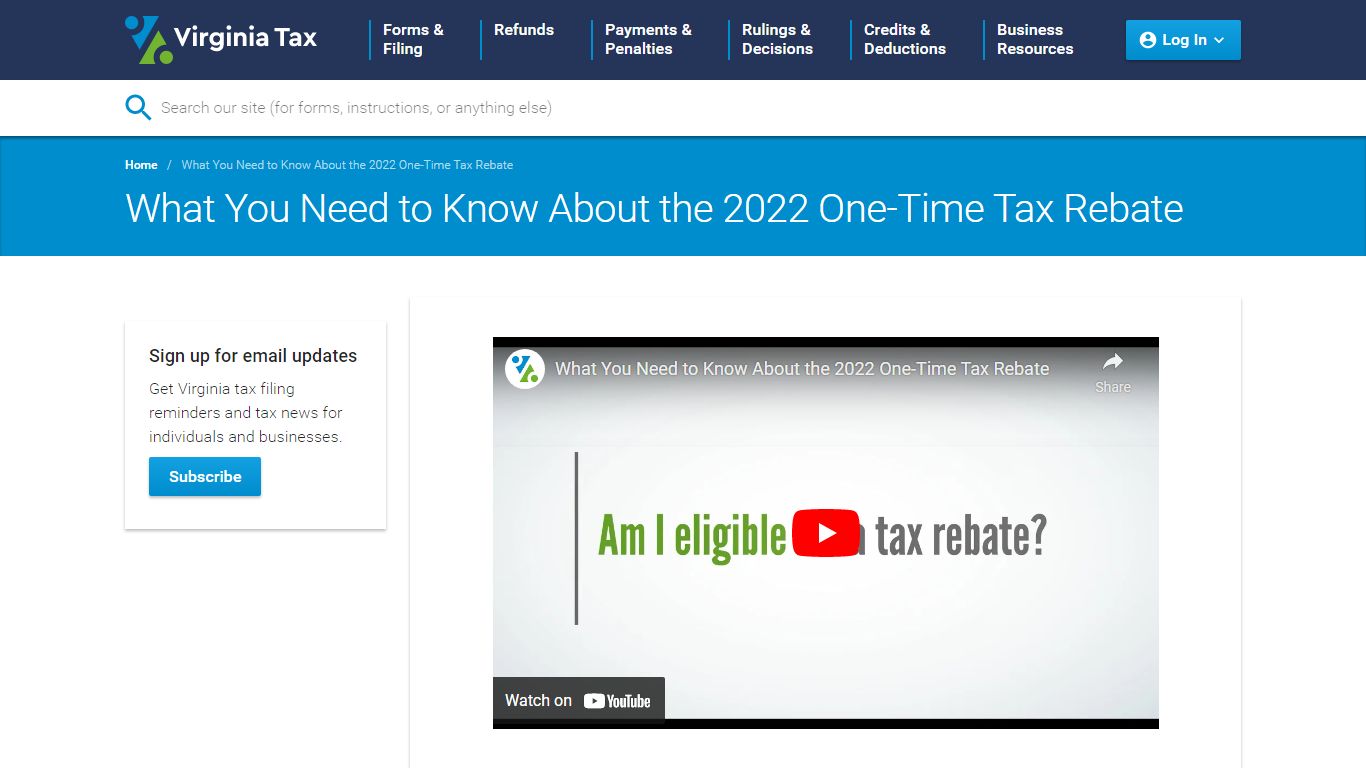 What You Need to Know About the 2022 One-Time Tax Rebate - Virginia Tax