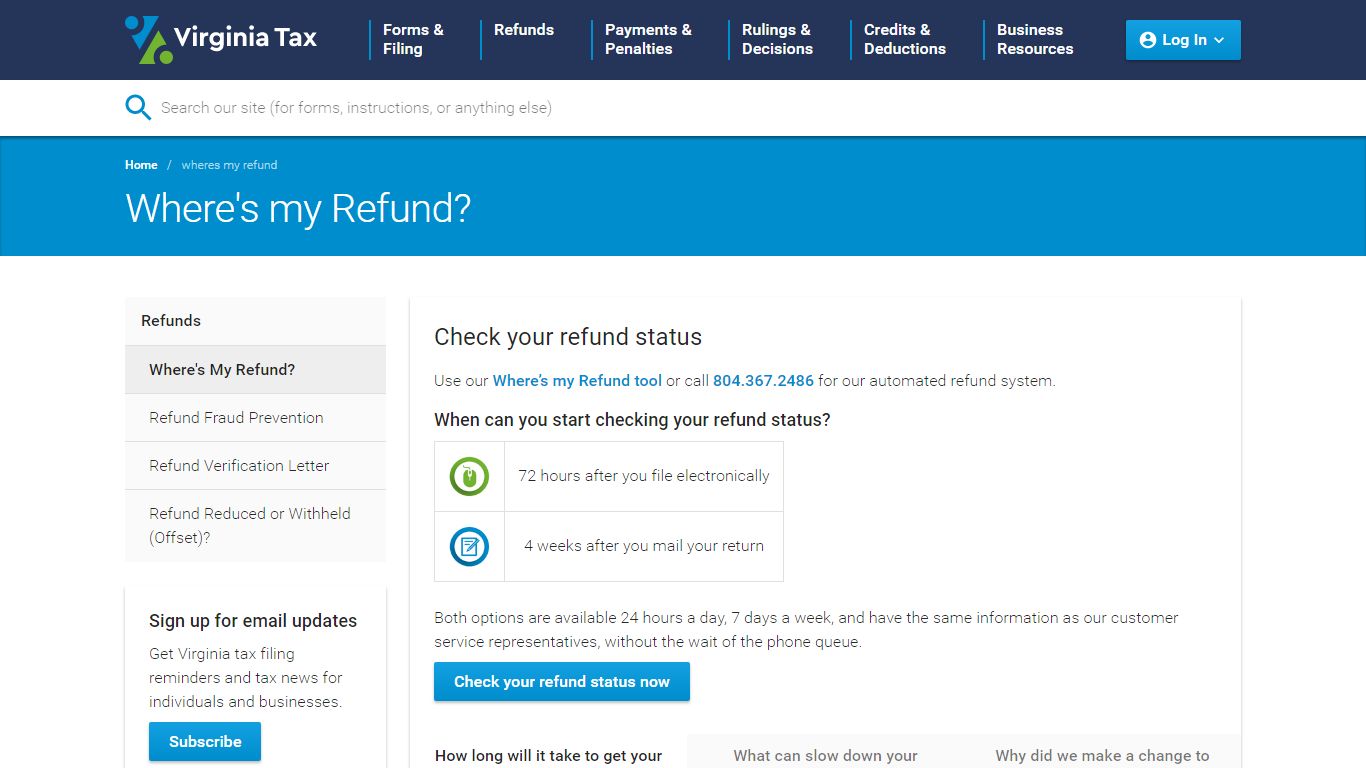 Where's my Refund? | Virginia Tax